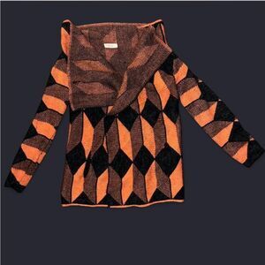 BLVD Black Orange Diamond Pattern Cardigan